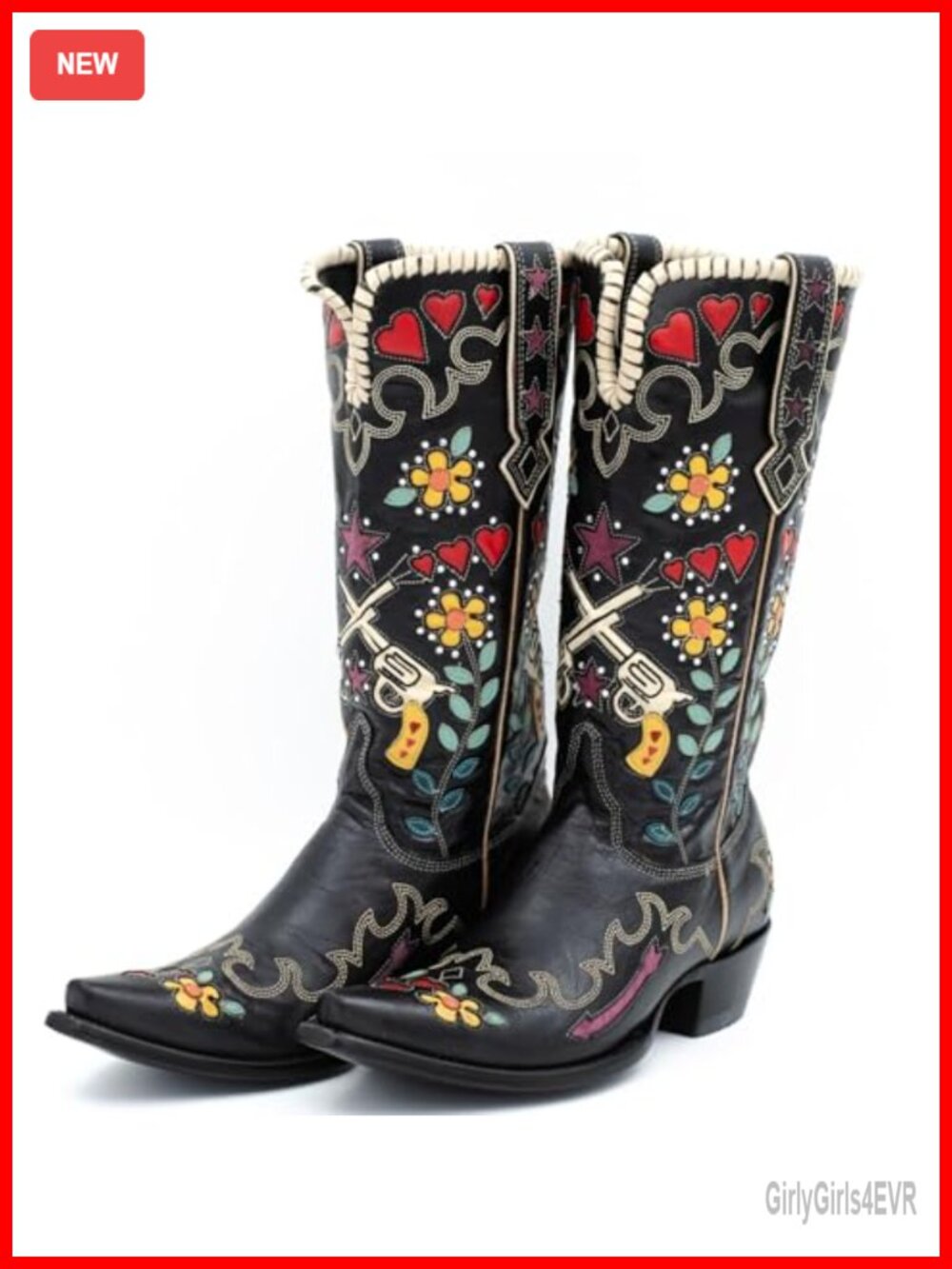 Faux Leather Handmade Rivet Western Cowgirl Knee High Wide Calf Boots